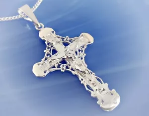Kreuz Anhänger Silber 925 Halskette Kreuz groß Kette echt Sterlingsilber st06 - Bild 1 von 1