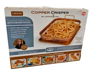 VTG Copper Chef Crisper Non Stick Tray Basket Set Oven Air Fryer Dishwasher Safe - Picture 1 of 9