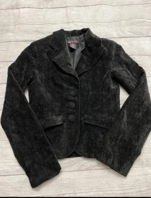 Chaqueta Blazer Hot Kiss Negra Terciopelo Talla Pequeña Foto 1 de 4