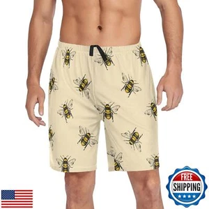 Ollabaky Pajama Shorts Mens Honey Bee Animal Pjs Bottoms Sleep Shorts Lounge - Picture 1 of 5