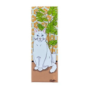 White Cat Monstera Plant Magnet Handmade Retro Pet Portrait Decor Gift - Picture 1 of 12