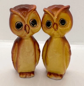 Vintage Owls Salt & Pepper Shakers Set Japanese Ceramic Pottery Folk Art - Picture 1 of 3