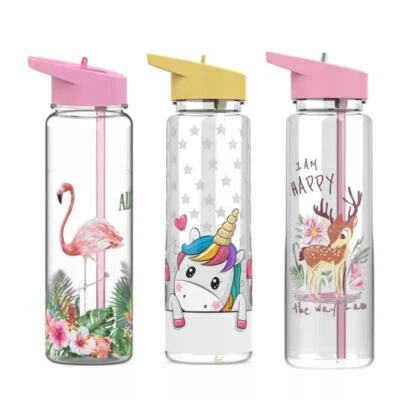 Tritan Outdoor Water Bottle 750 ml with Flamingos and Unicorn Printing New - Image 1 of 3