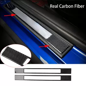 2*Real Carbon Fiber Door Sill Guard Scuff Plate Cover For Ford Mustang 2015-2019 - Foto 1 di 8