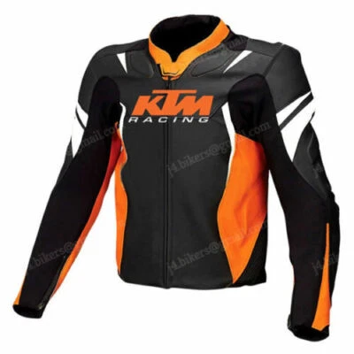 KTM Veste Motard en Cuir Courses Veste en Cuir de Motard Veste en Cuir de Moto