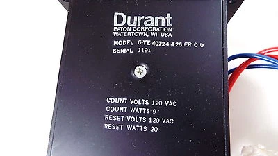 DURANT 6-YE-ER-Q-PM NIB 6YE 40724-426ERQU COUNTER 120VAC 6DIGIT PANEL MOUNT PB - Image 1 of 4