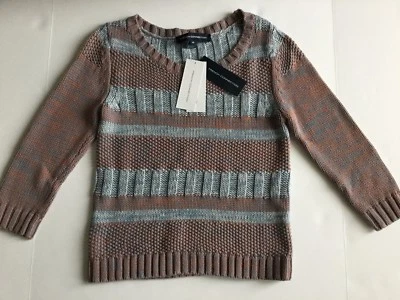 NUEVO CON ETIQUETAS CONEXIÓN FRANCESA TALLA M DOLLY DASH MANGA 3/4 MULTI RAYAS SUÉTER PIZARRA $98 Foto 1 de 3