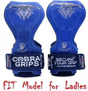 Cobra Grips FIT BLUE LEATHER Weight Lifting Gloves Heavy Duty Straps Pair New - Picture 1 of 8