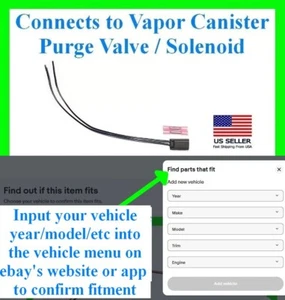 Se adapta a Ford Válvula de purga Solenoide Combustible Vapor Bote Conector Enchufe Coleta Cableado - Imagen 1 de 1