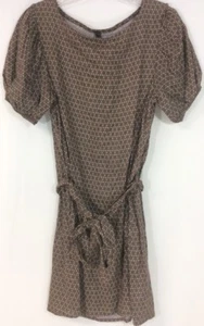 Vestido Everly para mujer estampado marrón con cinturón talla pequeña mangas abullonadas - Imagen 1 de 6