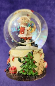 Vintage Water Snow Globe Glass Teddy Bear Santa Gifts Tree Small - Picture 1 of 6