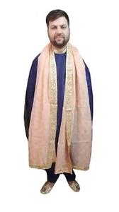 Men Pink Stole Indian Handmade Silk Groom Wedding Dupatta Traditional Scarves - Picture 1 of 6