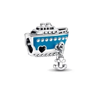 S925 Sterling Silver Charm Boat Cruise Ship With Anchor - Picture 1 of 1