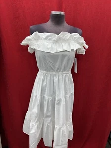 LONDON TIMES DRESS/NEW WITH TAG/RETAIL$129/SIZE 12/LENGTH 37"/WHITE /COTTON - Picture 1 of 5
