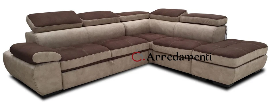 DIVANO ANGOLARE IMBOTTITO ECOPELLE PELLE LETTO CON RIBALTONE CONTENITORE DIVANI - Immagine 1 di 1
