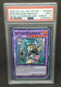 Yugioh PSA 9 COMO NUEVO Dark Magician Girl the Dragon Knight Arte Antiguo Verde DLCS-EN006 - Imagen 1 de 2