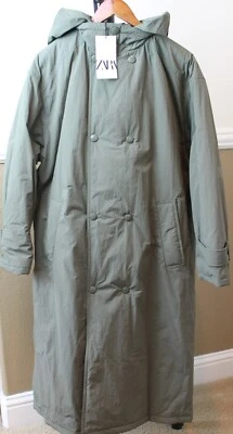 NEW ZARA KHAKI PUFFER TRENCH COAT  REF 8073 726 SIZE M - Image 1 of 4