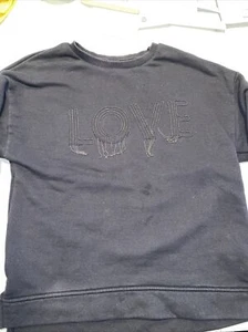 Zara Knitwear Girls Size 11-12 Black Sweater Embellished with LOVE - Picture 1 of 8