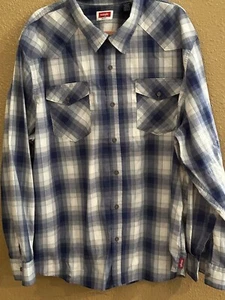 Wrangler Men's Blue Plaid Long Sleeve Front Pockets Button-Up Shirt Size 3XL - Picture 1 of 5