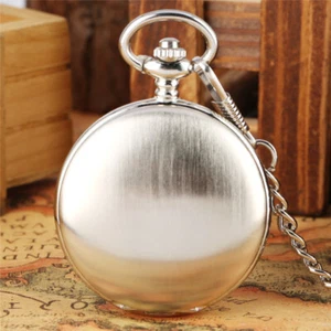 Luxury Silver Skeleton Pocket Watch Mechanical Wind Up Double Hunter Watches - Picture 1 of 10