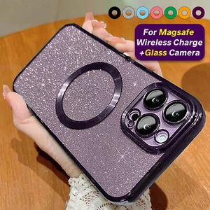 Bling Glitter Case For iPhone 16 15 14 13 Pro Max Mag Safe Magnetic Plating Slim - Picture 1 of 36