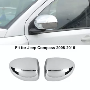 2X Chrome Side Rear view Mirror Cover Cap Overlay Decor For Jeep Compass 2008-16 - Foto 1 di 11