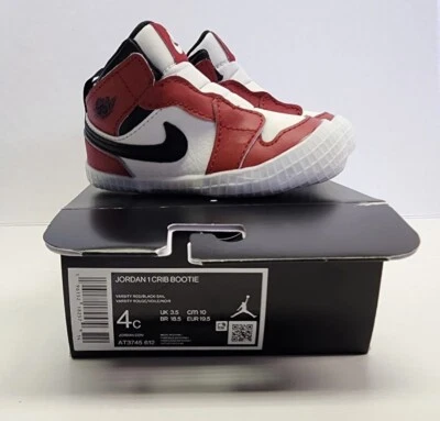 Nike Niño Jordan 1 BOTÍN CUNA SUAVE CHICAGO PERDIDO Y ENCONTRADO 4c ROJO AT3745-612 Foto 1 de 4