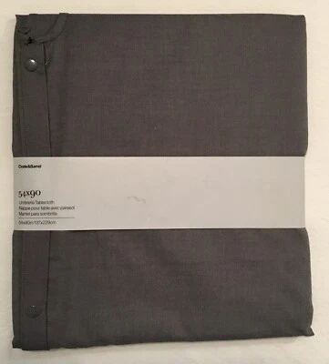 Crate & Barrel Umbrella Tablecloth 54” X 90” Chambray Gray Polyester Outside - Image 1 of 4