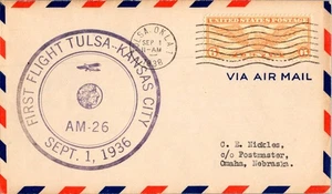 Primer vuelo de Hanford Tri-State Airlines Tulsa Oklahoma - Kansas City Missouri - Imagen 1 de 2
