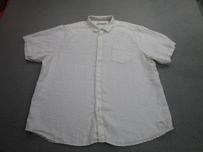 Tommy Bahama Relax Shirt Mens 2XL White 100% Linen Short Sleeve Button Front - Image 1 of 4