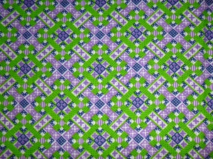 Vtg 60s Cotton Textured Fabric Purple Green Plaid Boxes Geometric 45" x 2 yds - Picture 1 of 6