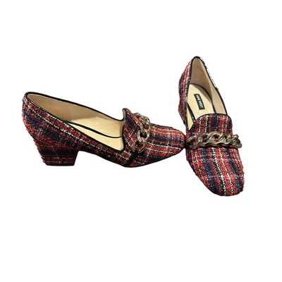 Mocasines de tacón Nine West Remal a cuadros de 7,5 m para mujer  Foto 1 de 4