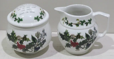 Crema y azucarero Portmeirion China Britain The Holly & The Ivy con tapa Foto 1 de 3