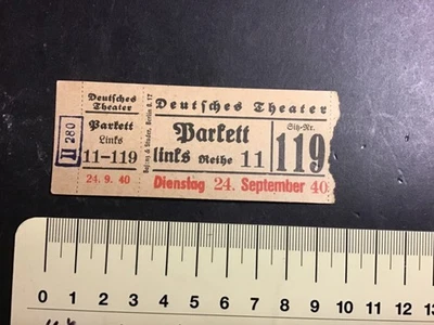 Rare Orig. Eintrittskarte 🎟️ v.DEUTSCHES THEATER in BERLIN vom 24.Sept. 1940 - Bild 1 von 3