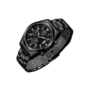 Men's Chronograph Wristwatch Stainsteel Steel Band Luminous Analog Quartz Watch - Picture 1 of 15