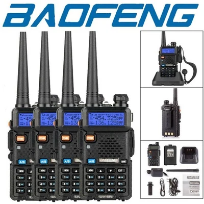 4 x Baofeng UV-5R Dual Band Two Way Ham Radio Walkie Talkie Upgraded - Image 1 of 4