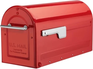 Contemporary Red Mailbox Modern Design Galvanized Steel Construction Durable - Picture 1 of 15