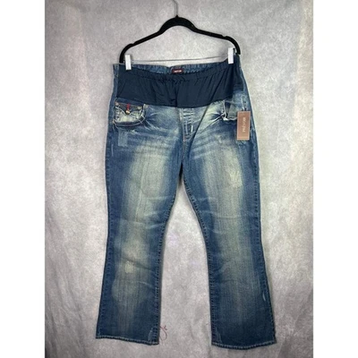 PREVOIR Maternity Jeans Bootcut Flare Denim Distressed Size 16 RN 94587 - Image 1 of 4