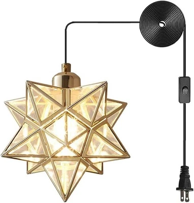 Ceiling Pendant Hanging Lamp PVC Star Pendant Light Plug in Bedroom Nightstand - Image 1 of 4