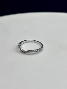 Pandora CZ Brilliant Cut Wave Design Sterling Silver Ring Size 8 - Picture 1 of 4