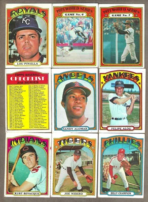 1972 Topps #580 Piniella Alomar Alou Bevacqua Niekro 9 cards FREE Shipping - Image 1 of 2