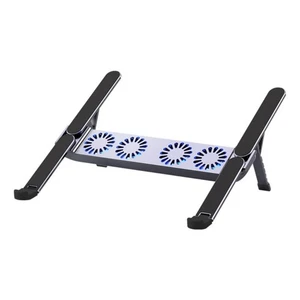 Aluminum Laptop Cooling Pad With Silents Fan Foldable Stand Universal Tablets - Picture 1 of 8