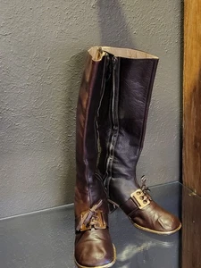 Markenlos 60er Jahre Made In Italy Braun Leder Kniehohe Stiefel Medium (Größe 8) - Bild 1 von 19