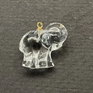 Small Vintage Elephant Charm Necklace Pendant Clear Crystal Glass Animal - Picture 1 of 3