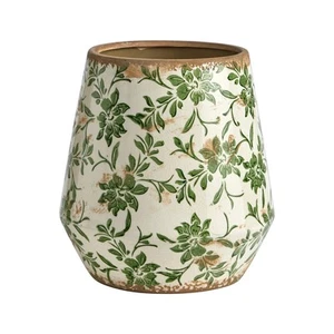 10" Tuscan Ceramic Green Scroll Planter White 10" - Picture 1 of 3