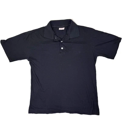 1980s Single Stitch Navy Polo Shirt by Michael Scott - Image 1 of 4