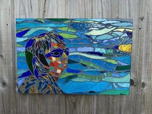 Original dekoratives handgefertigtes abstraktes Mosaik Glas Wandbild - Portrait - Einzelstück - Bild 1 von 7
