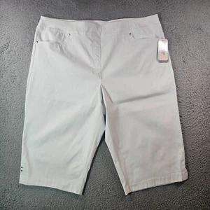 NWT Allison Daley Pull On Capri Cropped Pants Women 22 W White Stretch - NEW - Picture 1 of 13