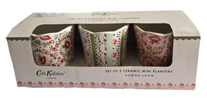 Juego de 3 mini macetas de cerámica floral Cath Kidston London nuevas en caja - Imagen 1 de 8