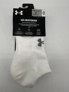 3 PAIRS UNDER ARMOUR YOUTH UA HEATGEAR CUSHIONED NO SHOW SOCKS  SIZE 13.5K-4.5 - Picture 1 of 4